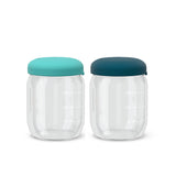 Food Storage Jar Set in Borasilicate Glass 180 ml - Blue Abyss / Lagoon Kids EKOBO