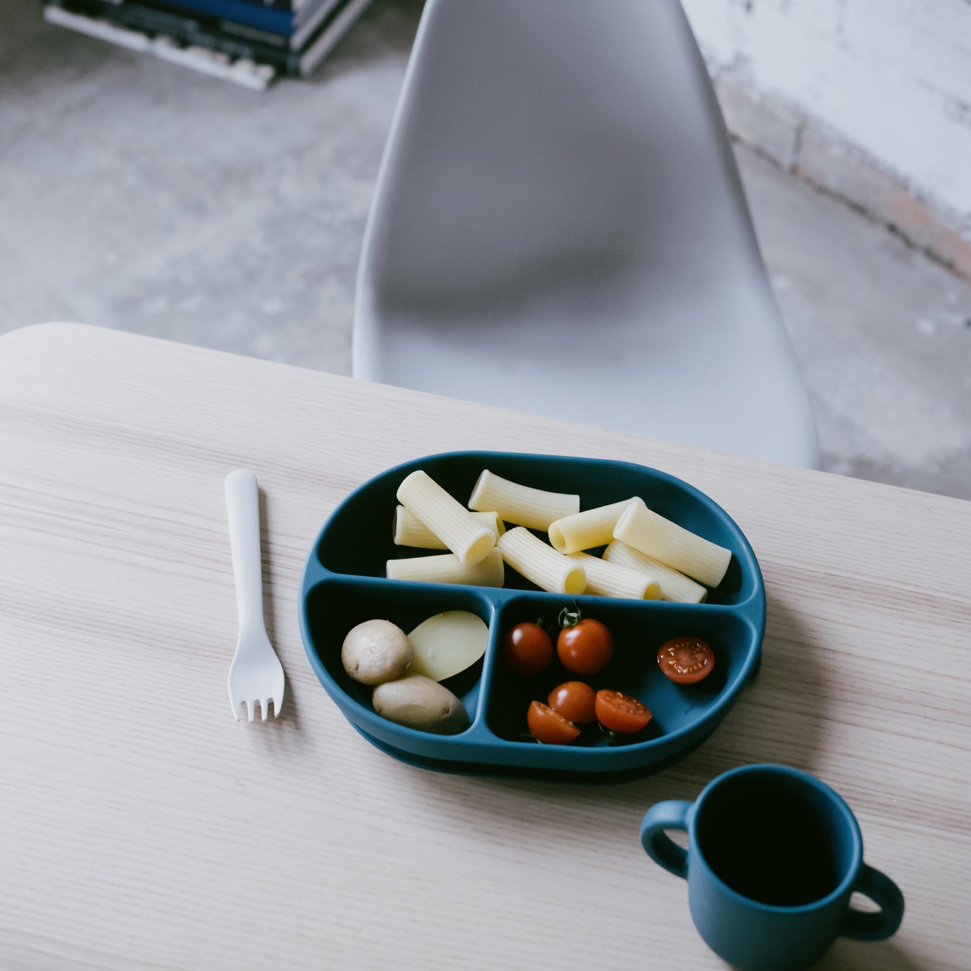 Duo Divided Suction Plate & Sippy Cup - Blue Abyss EKOBO