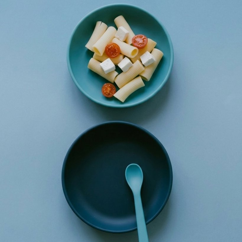 Duo Suction Plate & Spoon Set - Blue Abyss & Lagoon EKOBO