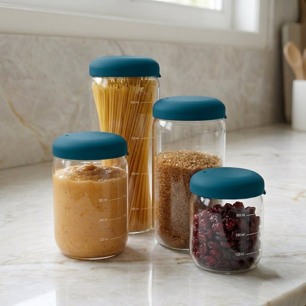 Food Storage Jar in Borosilicate Glass 350 ml - Blue Abyss EKOBO