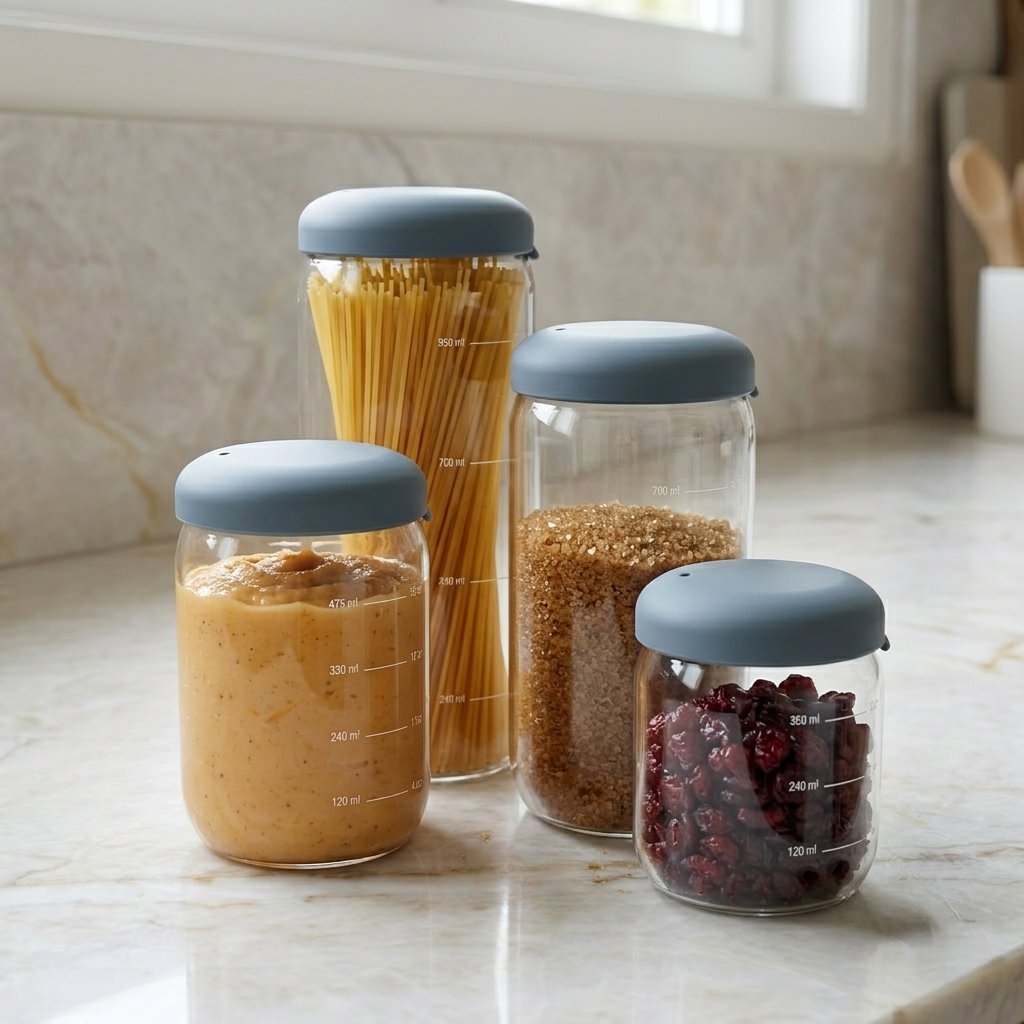 Food Storage Jar Set of 4 in Borosilicate Glass - Storm EKOBO