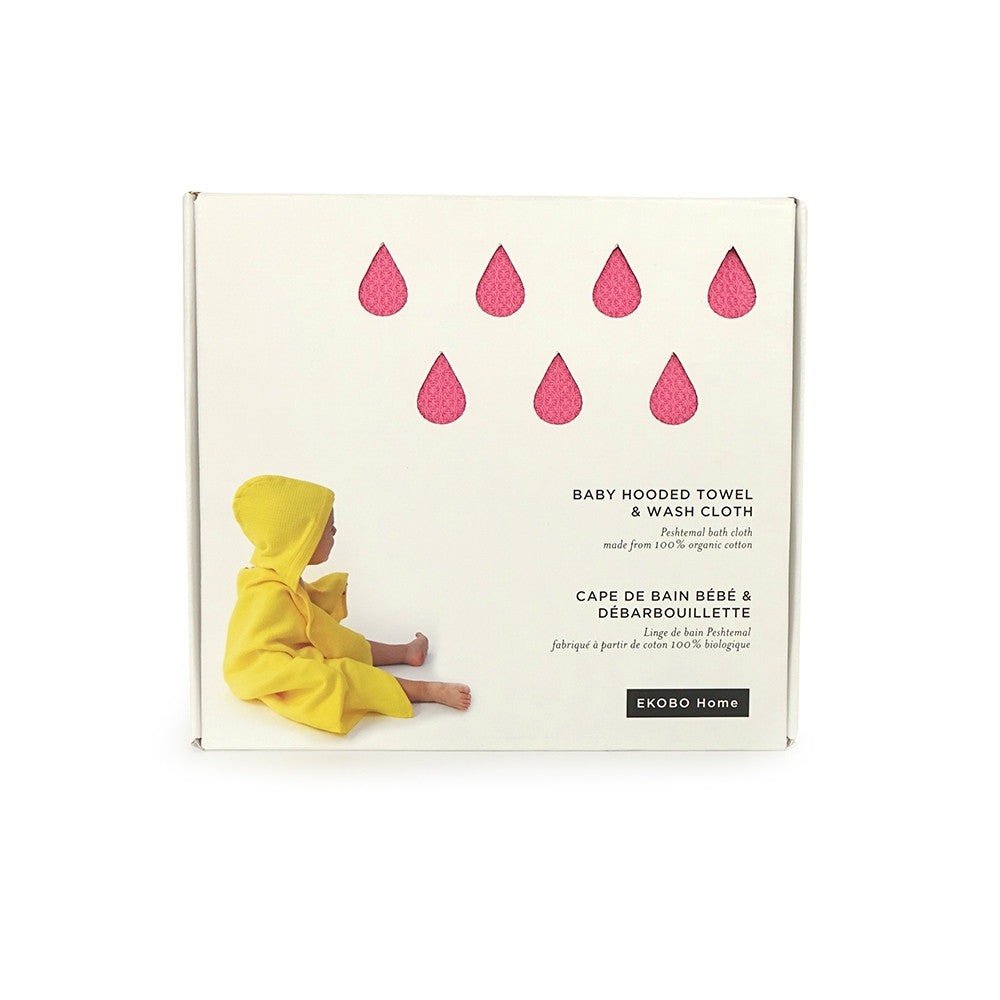 Organic Cotton Baby Hooded Towel Set - Flamingo Kids EKOBO