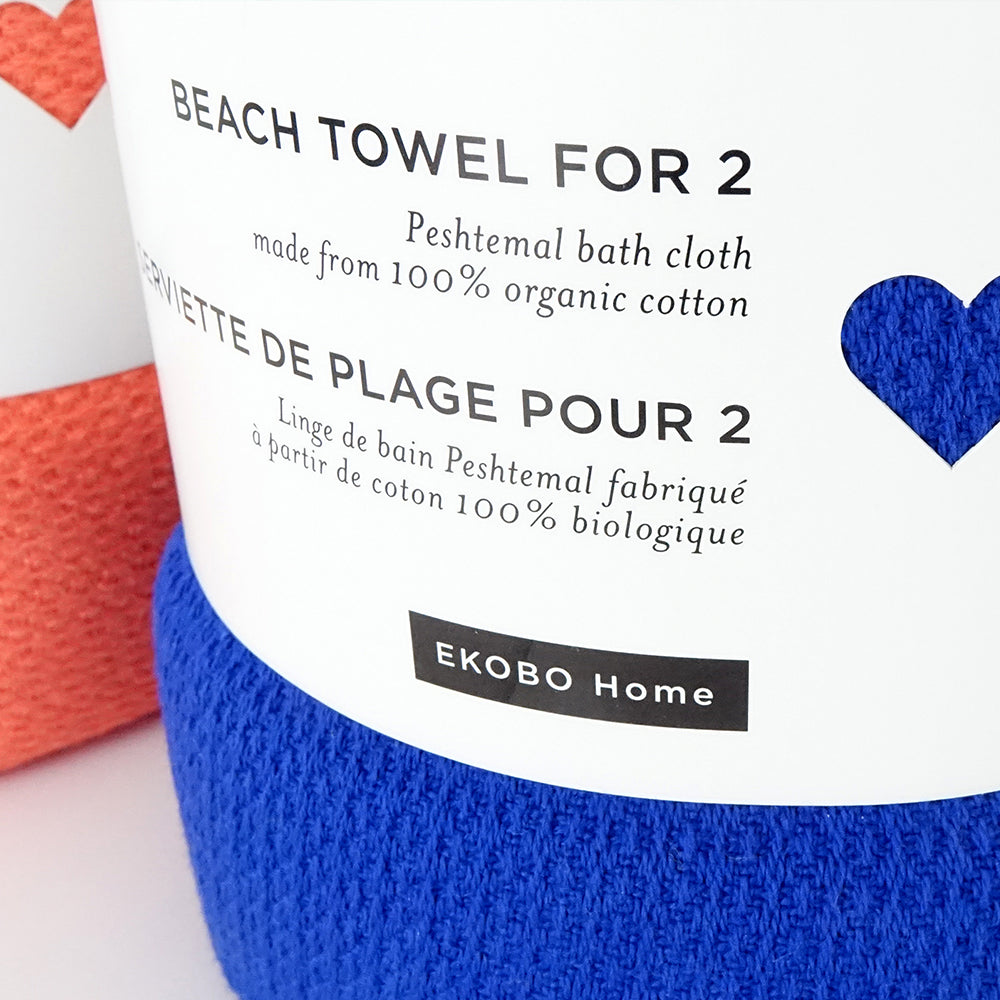 Organic Cotton Beach Towel for 2 - Royal Blue Outdoor EKOBO