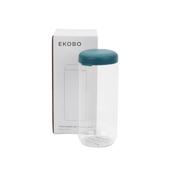 Food Storage Jar in Borosilicate Glass 1000 ml - Blue Abyss EKOBO