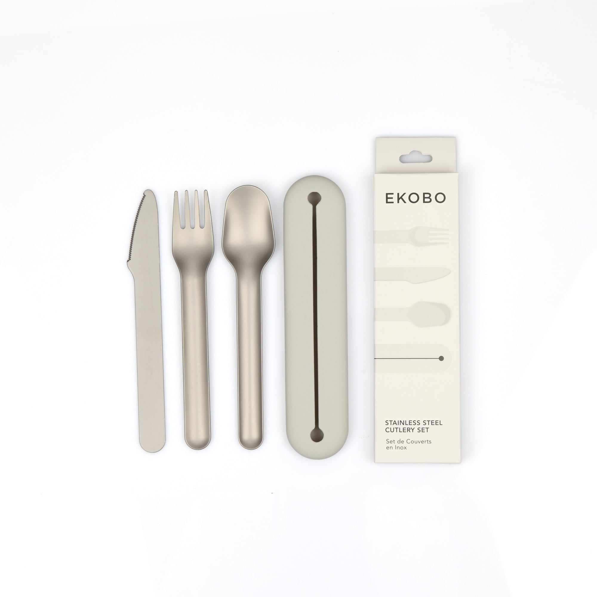Stainless Steel Cutlery Trio with Silicone Case EKOBO 