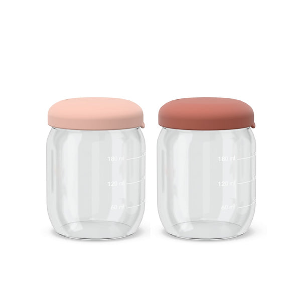 Food Storage Jar Set in Borasilicate Glass 180 ml - Blush / Terracotta Kids EKOBO