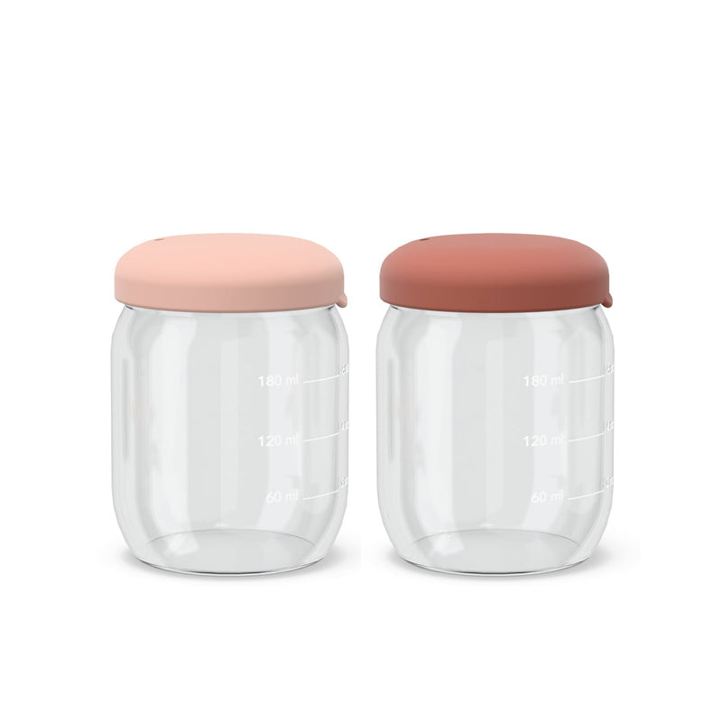 Food Storage Jar Set in Borasilicate Glass 180 ml - Blush / Terracotta Kids EKOBO