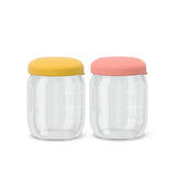 Food Storage Jar Set in Borasilicate Glass 180 ml - Coral / Mimosa Kids EKOBO