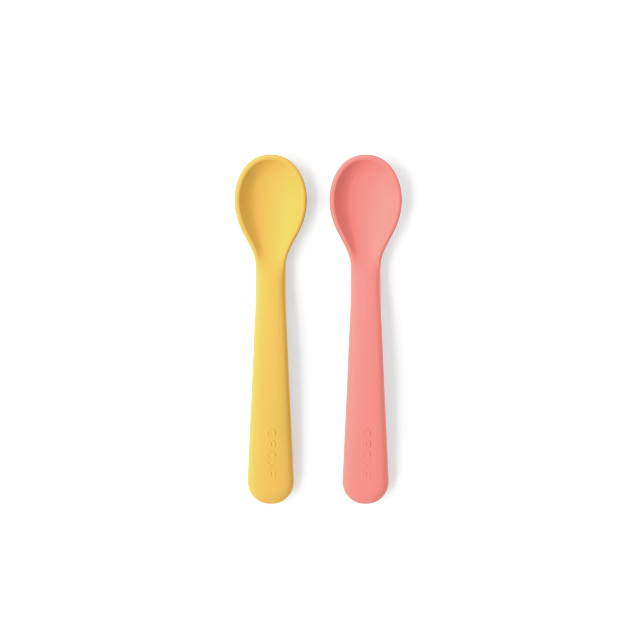 Suction Plates & Silicone Spoons Set - Coral & Mimosa EKOBO 