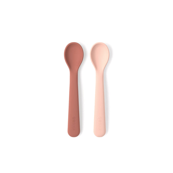 Suction Plates & Silicone Spoons Set - Blush & Terracotta EKOBO 