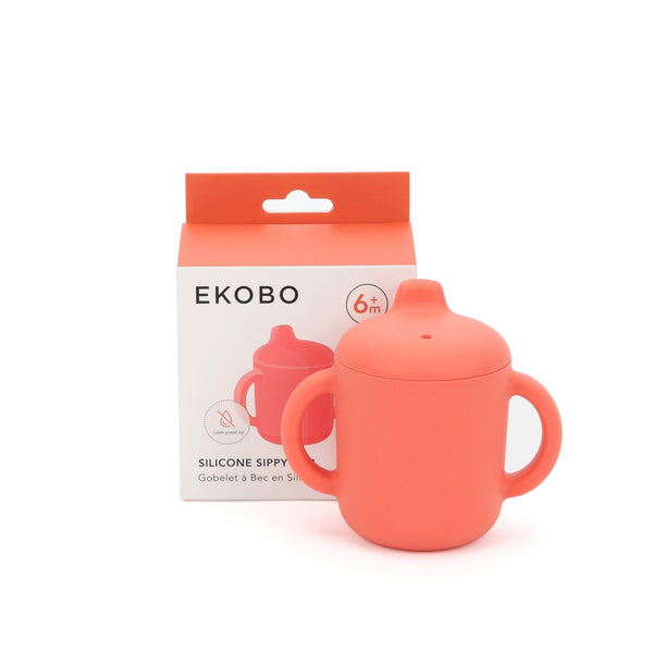 Silicone Sippy Cup with handles - Coral kids EKOBO USA 