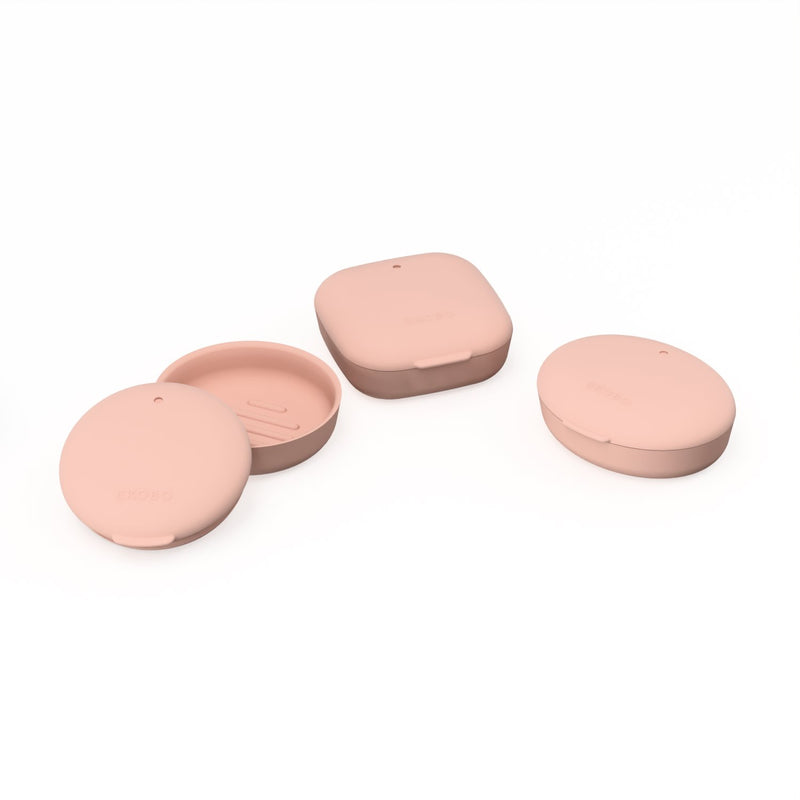 Set of 3 Travel Soap Boxes (Square, Round & Oval) - Blush EKOBO 