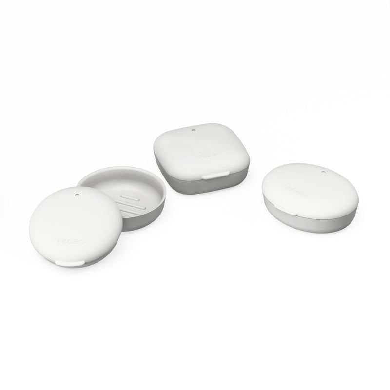 Set of 3 Travel Soap Boxes (Square, Round & Oval) - Cloud EKOBO 