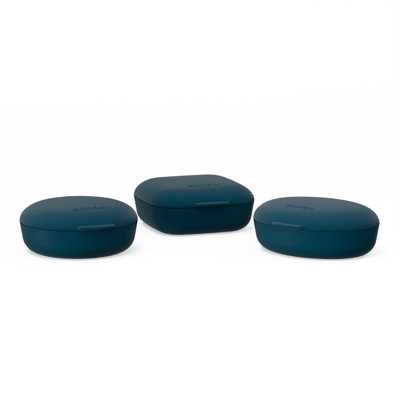 Set of 3 Travel Soap Boxes (Square, Round & Oval) - Blue Abyss EKOBO 