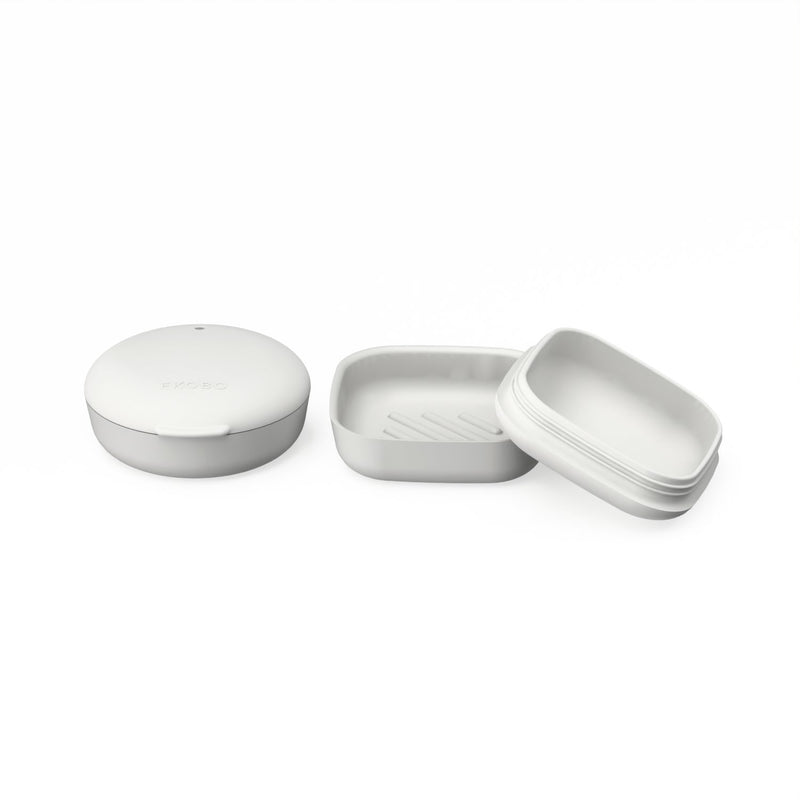 Set of 2 Travel Soap Boxes (Square & Round) - Cloud EKOBO 
