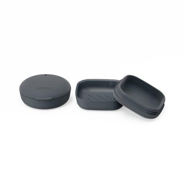 Set of 2 Travel Soap Boxes (Square & Round) - Smoke EKOBO 