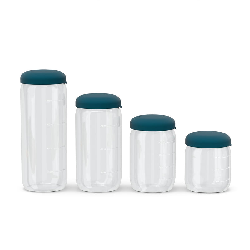 Food Storage Jar Set of 4 in Borosilicate Glass - Blue Abyss EKOBO 
