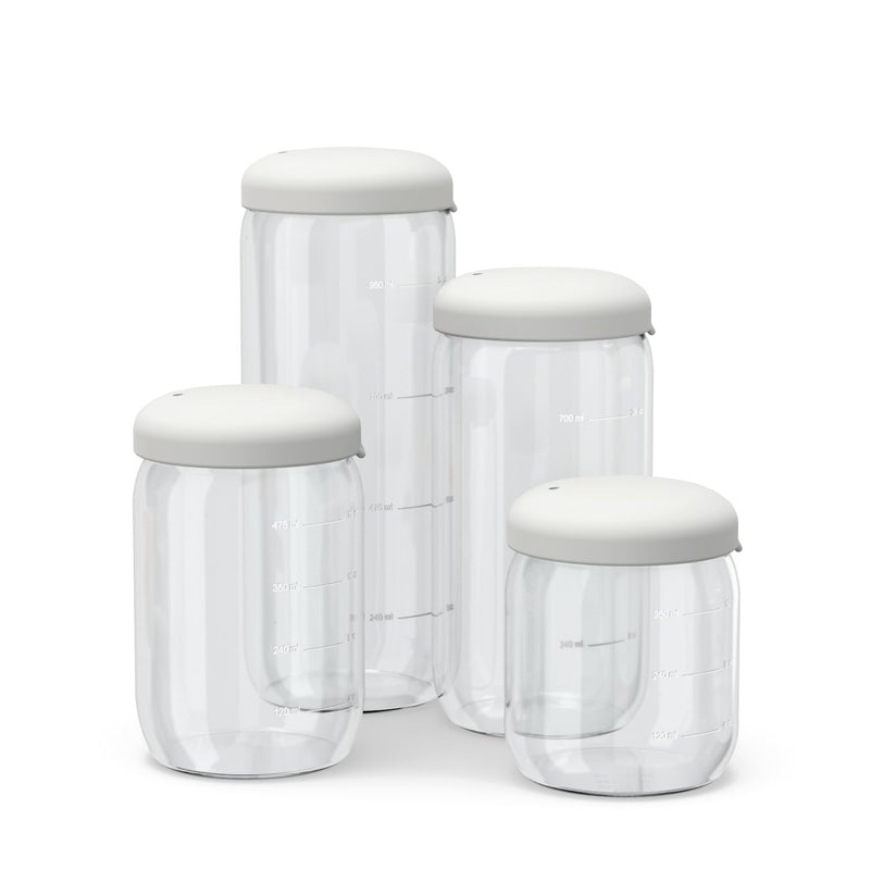 Food Storage Jar Set of 4 in Borosilicate Glass - Cloud EKOBO 