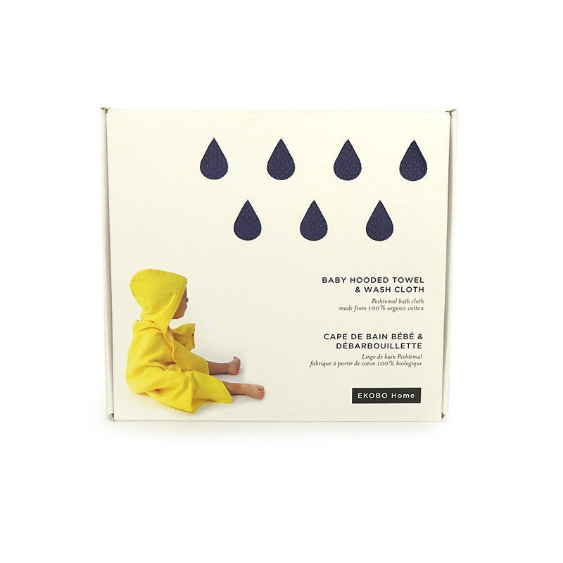 Organic Cotton Baby Hooded Towel Set - Midnight Blue Kids EKOBO 