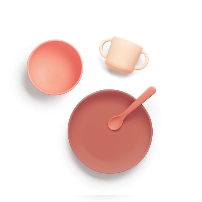 ekobo Coffret Repas Bébé en Silicone Premium - Coral