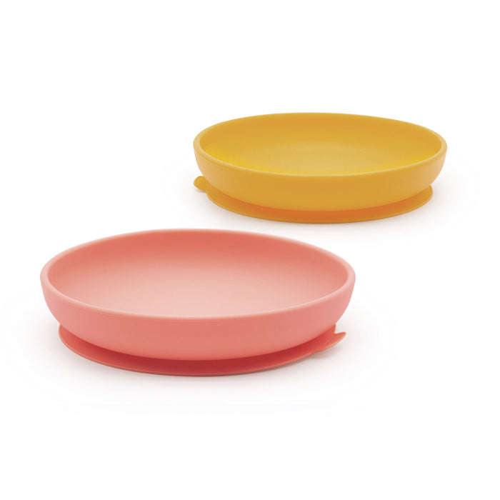 ekobo Set 2 Assiettes ventouses en silicone - Mimosa / Coral