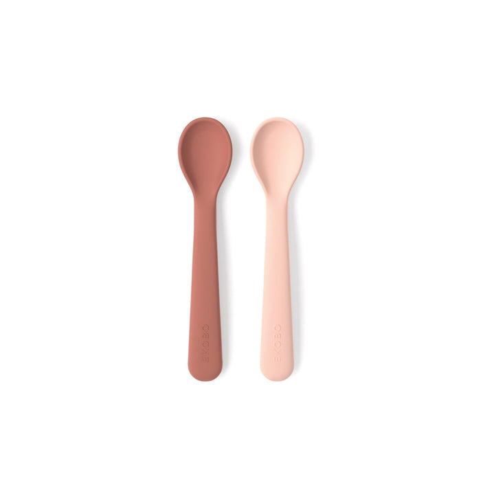 ekobo Lot de 2 cuillères en silicone - Blush / Terracotta