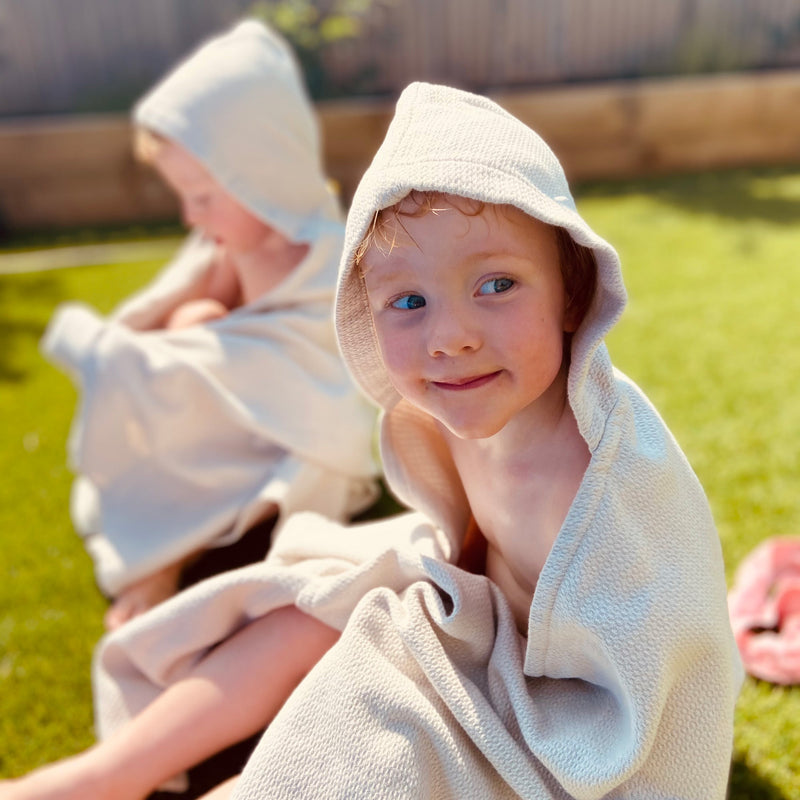 Organic Cotton Baby Hooded Towel Set - Pebble Kids EKOBO 